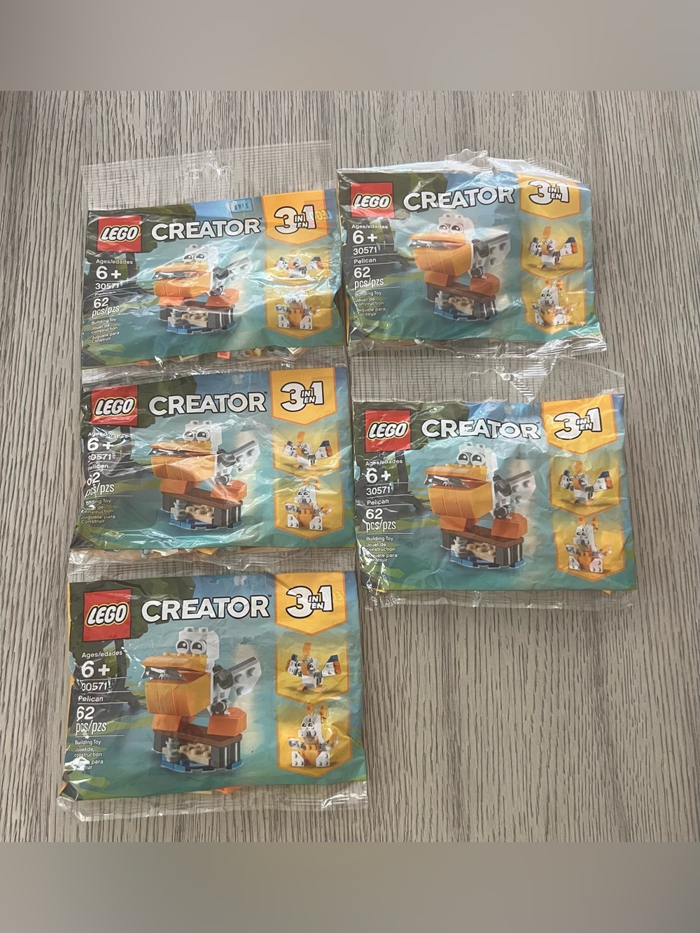 LEGO Creator Orange & White Pelican 3-in-1 Polybag (Pack of 5)